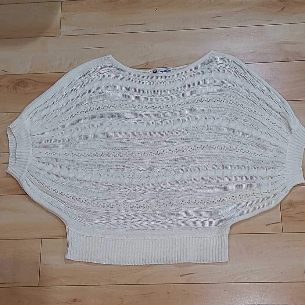 Papillon women's small beige knit see through top